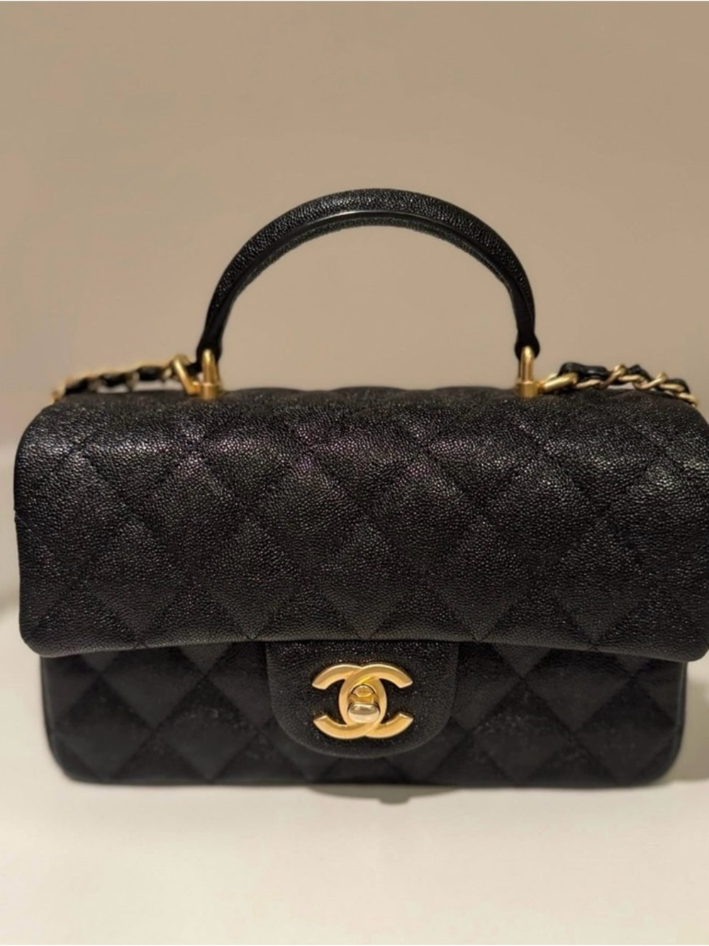 Chanel New Mini Top Handle Black Caviar